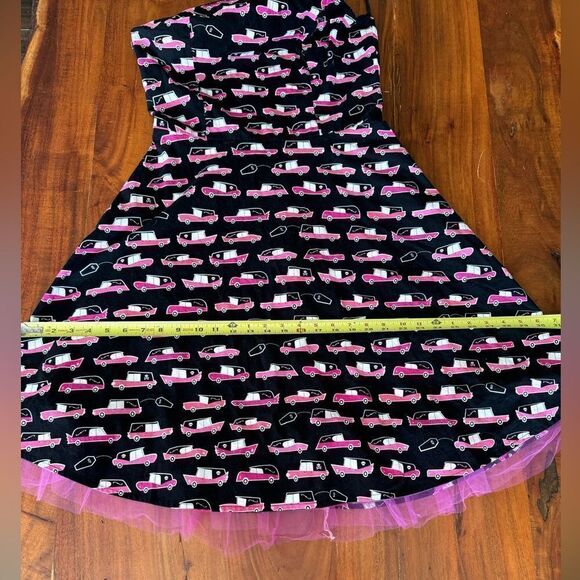 Folter Black vintage dress with pink hearse print sz L - Picture 12 of 13
